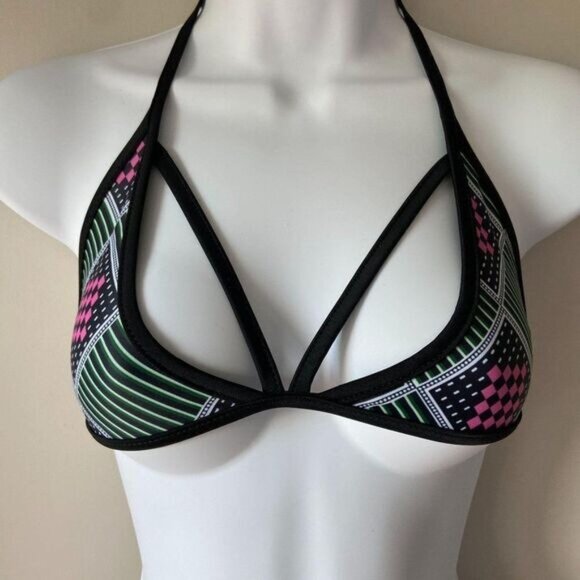 Geo Print‎ Strappy Triangle Bikini Two Piece Swimsuits Juniors L NWT - Picture 4 of 9